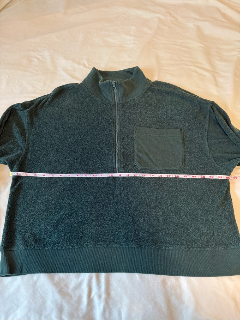 Aerie Sherpa Quarter Zip Pullover Women's Large Green Fleece Cozy - Picture 8 of 13